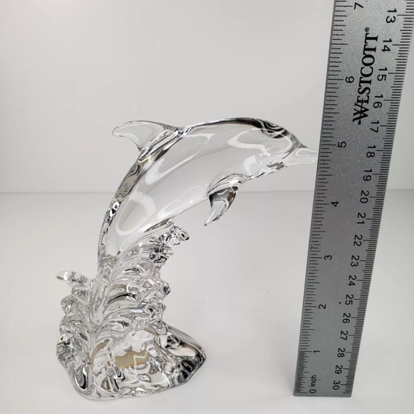Wonders of the World Clear Lead Crystal Dolphin Jumping Out of Ocean 5.5 Inches - Picture 9 of 9
